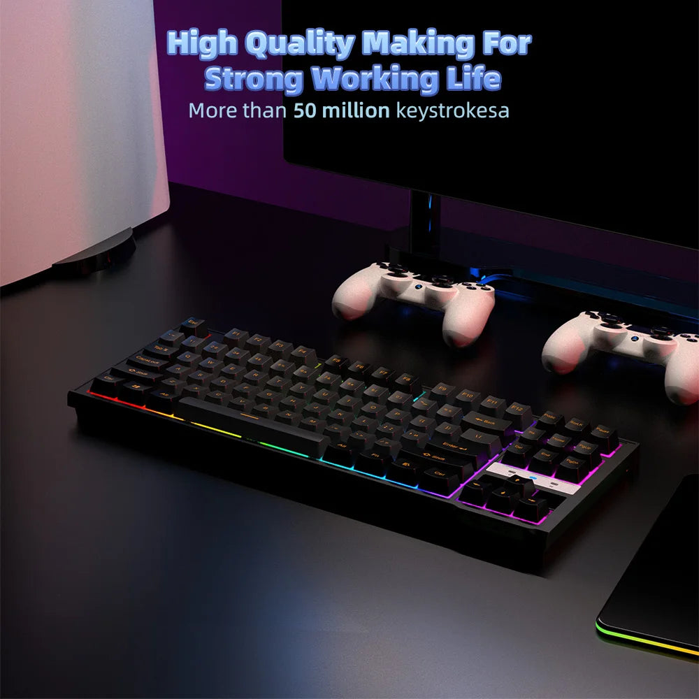 NPET 87 Keys RGB Mechanical Keyboard, Wired Gaming And Office