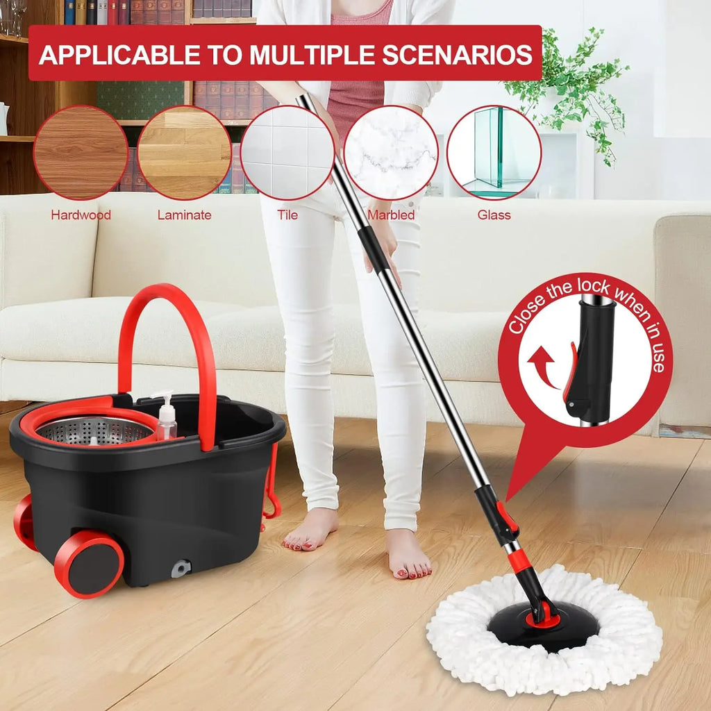 Spin Mop Bucket with Microfiber Replacement Heads