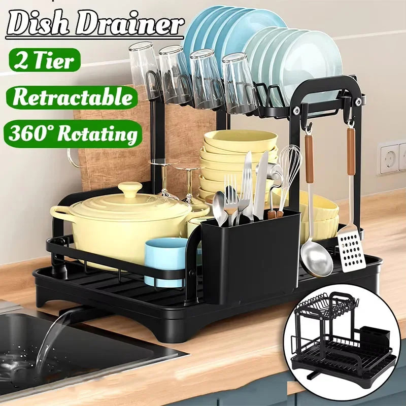 New 360° rotating storage rack double-layer