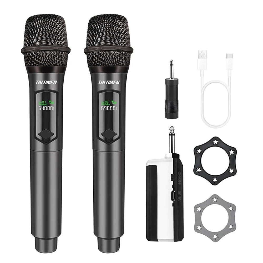 Talomen Professional Dual Handheld Cordless mic rechargeable