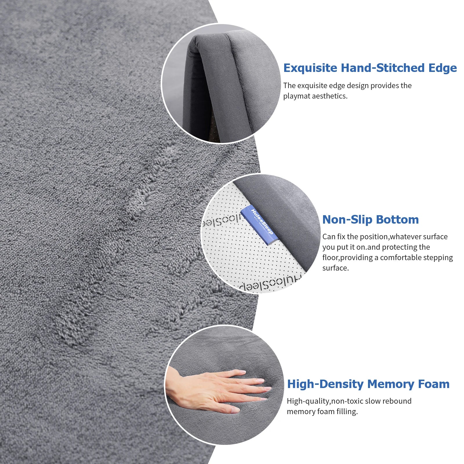 Memory Foam Playpen Mat with Non-slip Bottom
