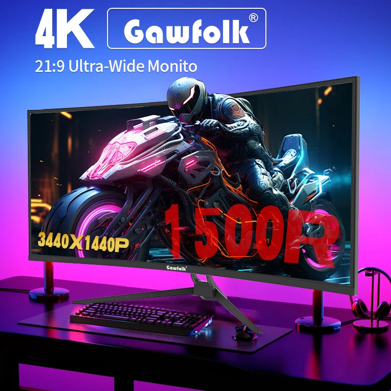 Gawfolk Monitor 34'' 144Hz Bandfish Screen Curved 1500R
