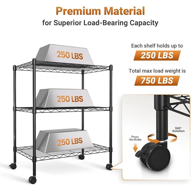 750Lb Capacity, Steel Organizer Wire Rack, Plug Version