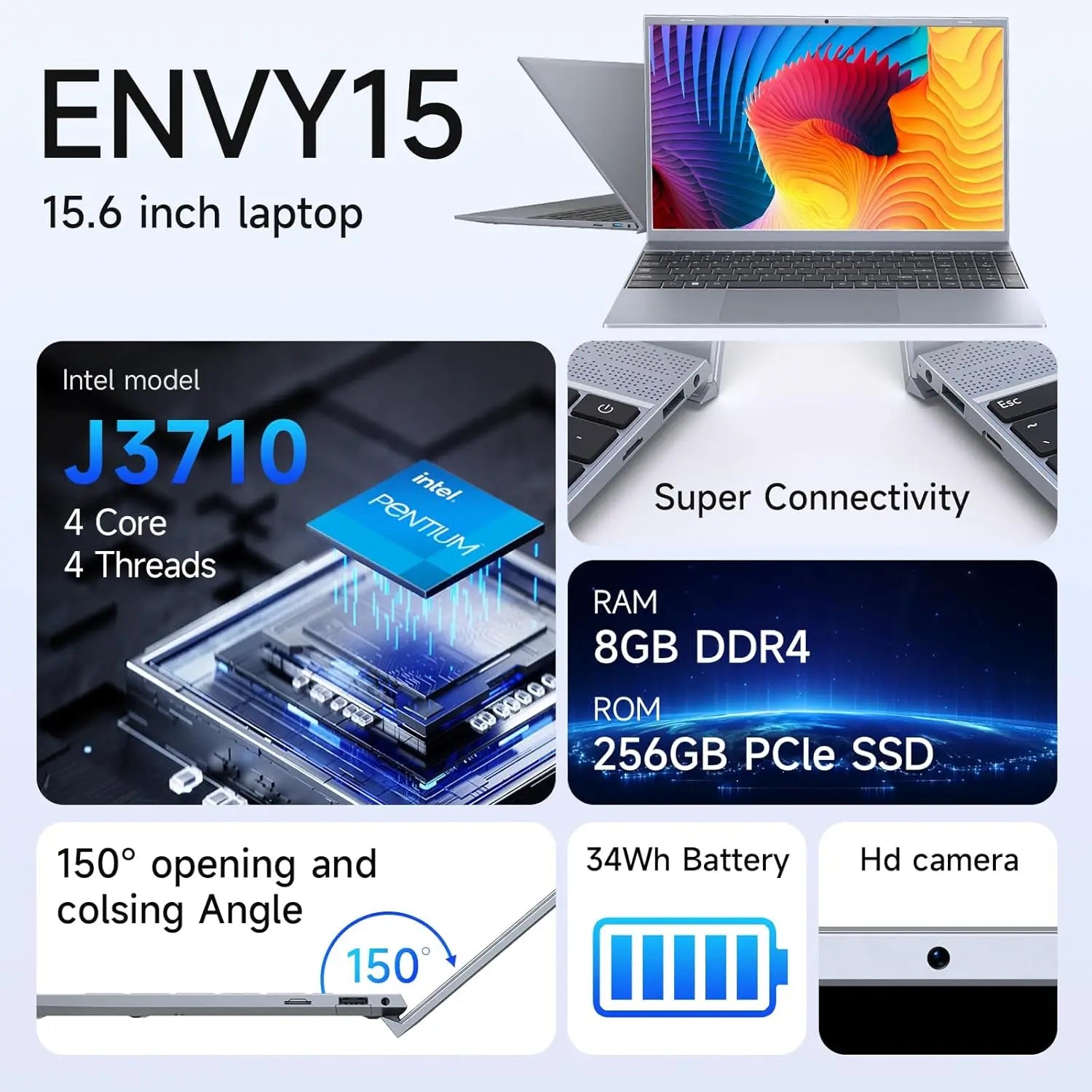 15.6 Inch Laptop J3710 Windows 11  For Students And Business