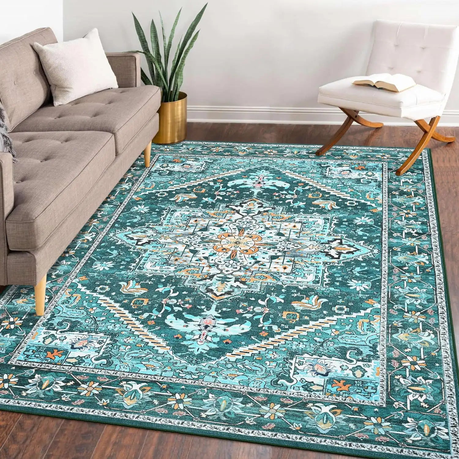 Faux Cashmere Vintage Floral Soft Area Rug