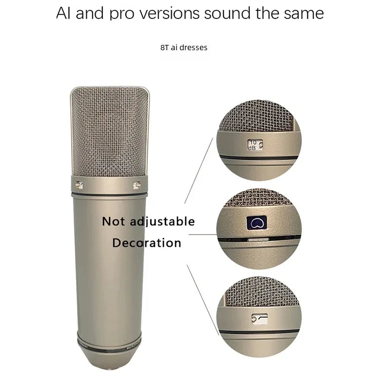 87aiProfessional Microphone for Recording Studio, Audio Interface Equipment, Sound Cardcondenser U87Ai Mic