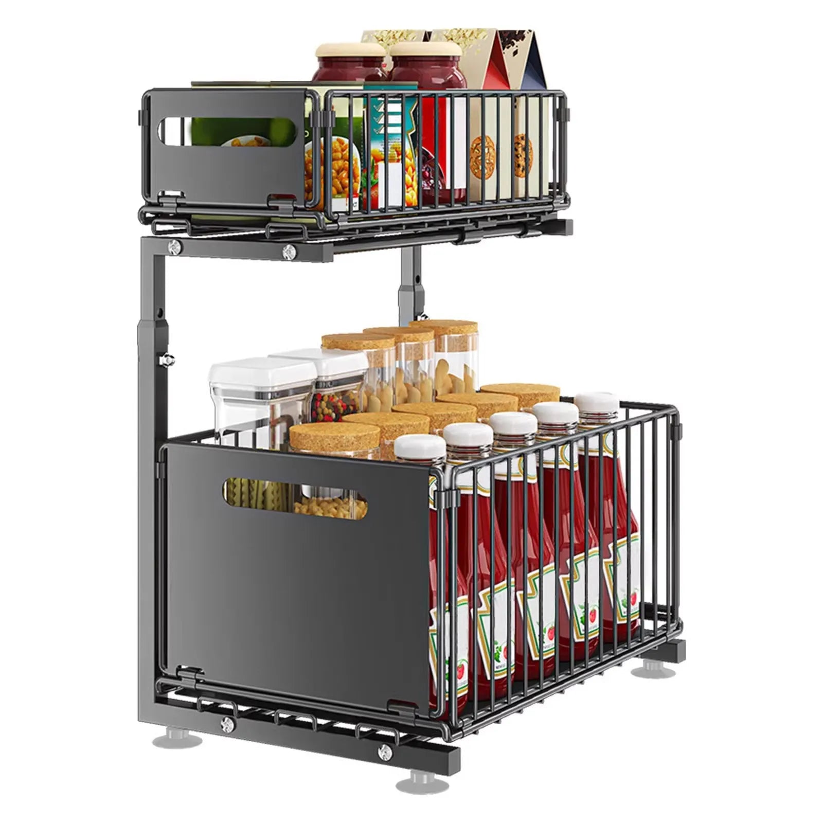 Metal Pull Out Cabinet Organizer,2-Tier