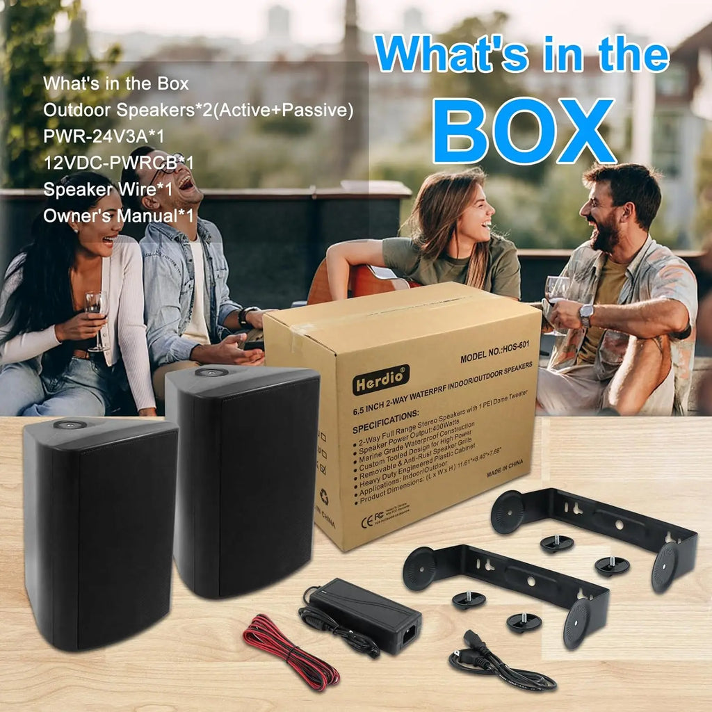 Herdio 6.5" 400W 2PCS Indoor Outdoor Bluetooth Speakers