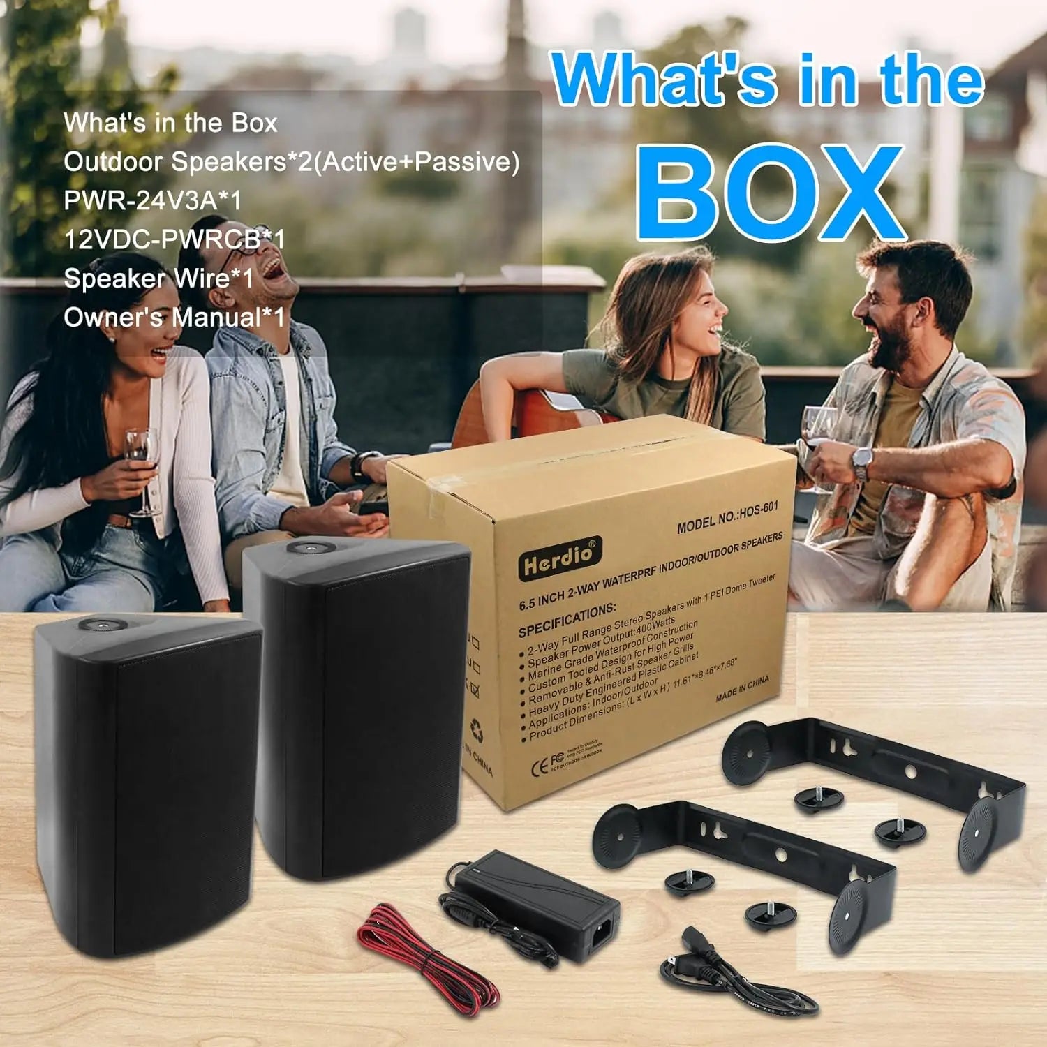 Herdio 6.5" 400W 2PCS Indoor Outdoor Bluetooth Speakers