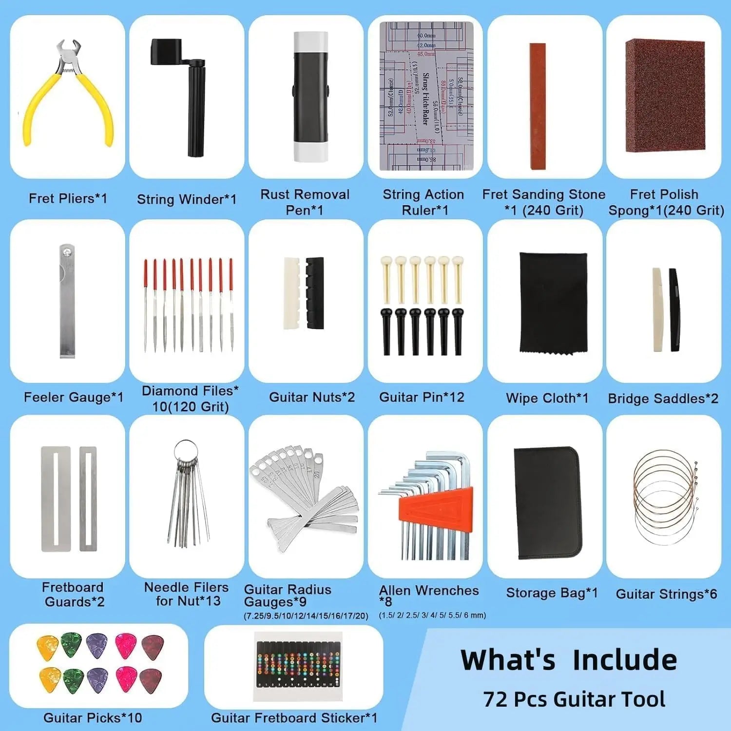 72PCS Guitar Repair & Maintenance Tool Set