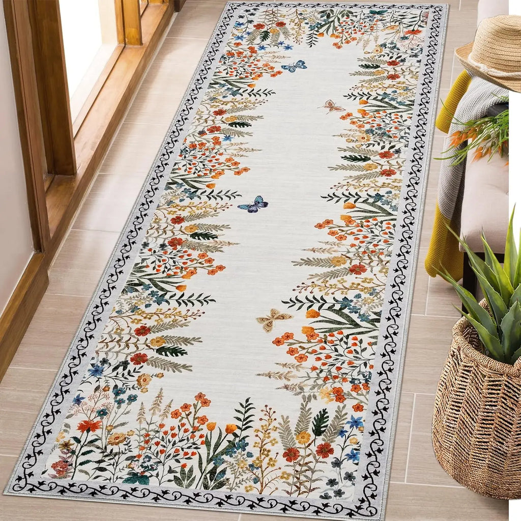 Washable Area Rugs Non-Slip Floral for any Room