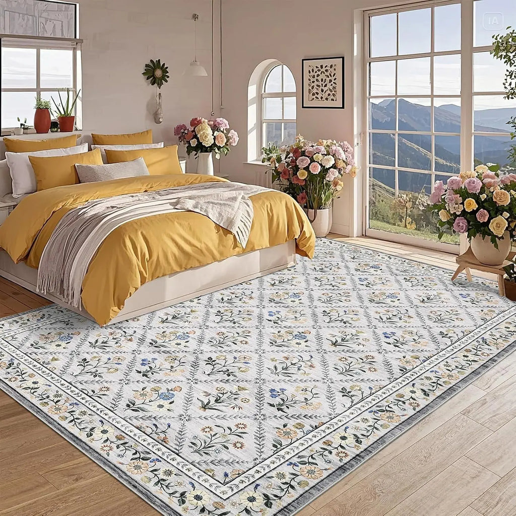 Washable Area Rugs Soft Low-Pile Non-Slip Carpet