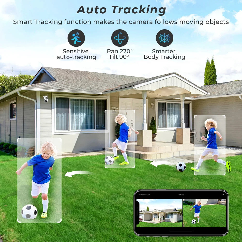 4K 8MP Wifi Camera PTZ Outdoor Human Detection Dual Lenses