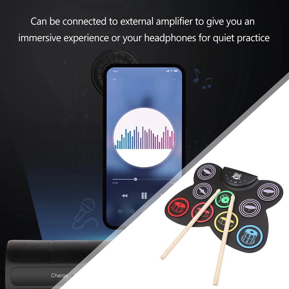 Folding Music Drums Hand Roll USB Electronic Silicon