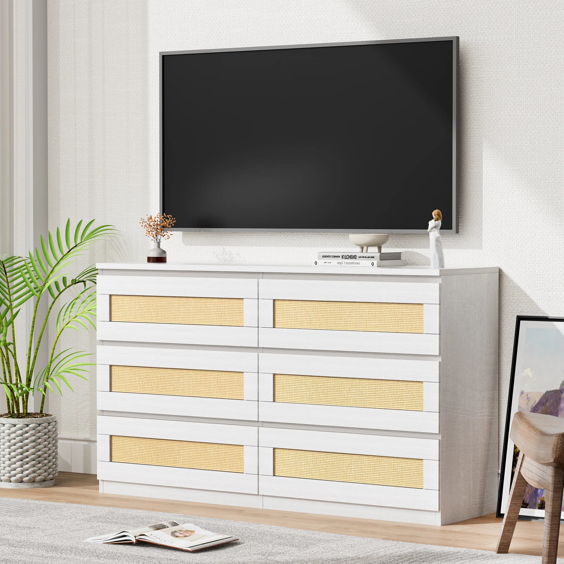 6 Drawer Wood Storage Dresser Bedroom