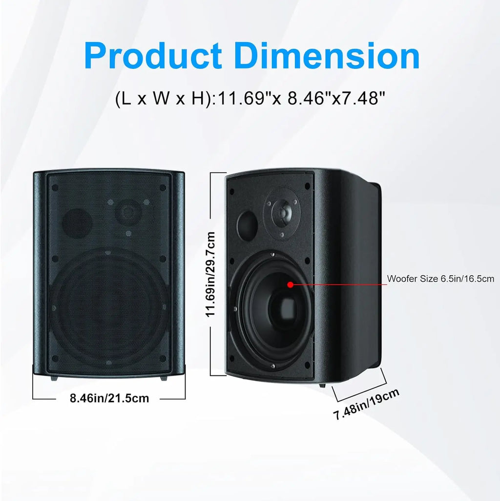 Herdio 6.5" 400W 2PCS Indoor Outdoor Bluetooth Speakers
