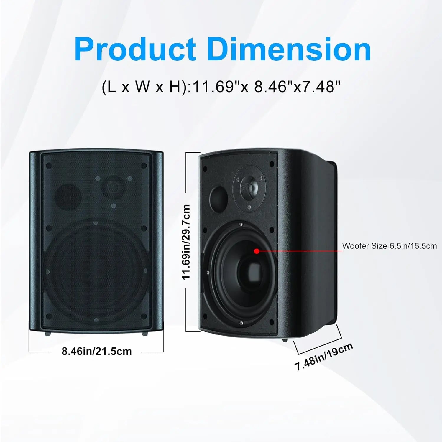 Herdio 6.5" 400W 2PCS Indoor Outdoor Bluetooth Speakers