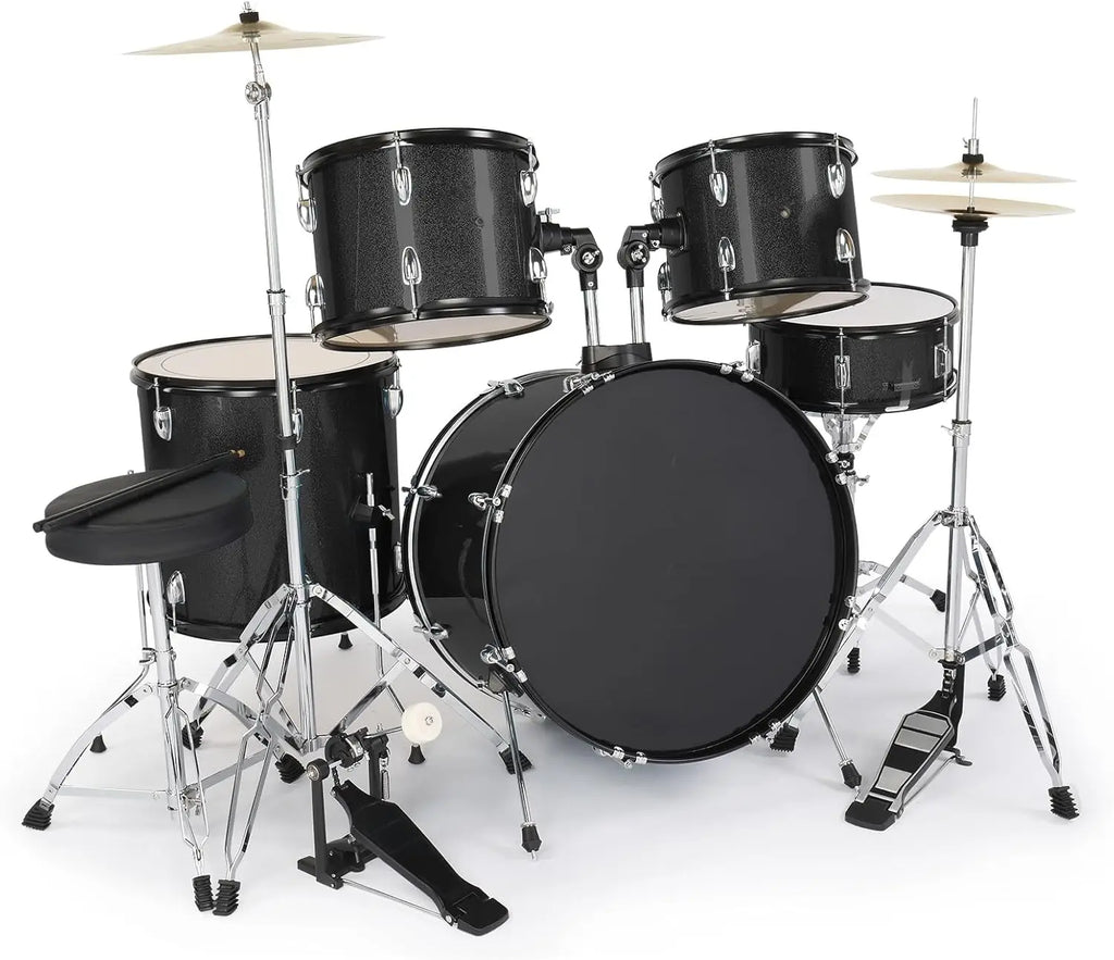 5-Piece Full-Size Drums Kit with Cymbal Stands