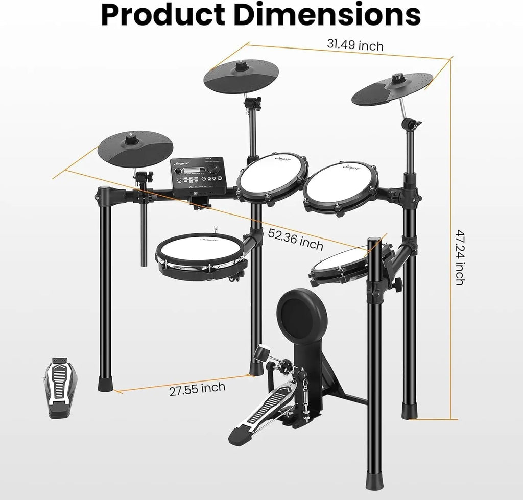 Electronic Drum Set,5 Quiet Mesh Drum Pads
