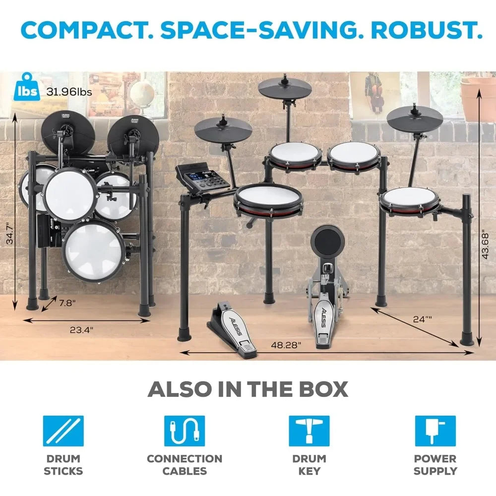 Popular.Nitro Max Kit Electric Drum Set with Quiet Mesh Pads