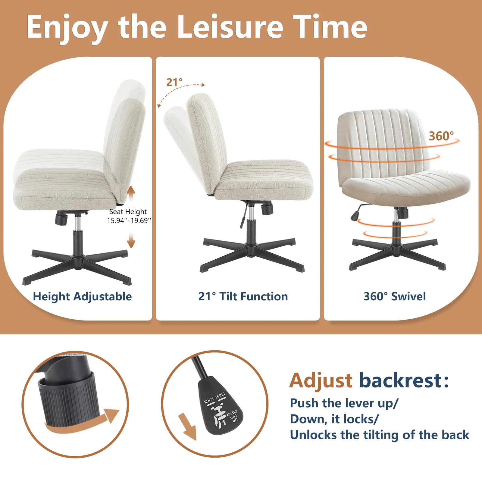 JHK Cross Legged Office Living Room Rocking Chair