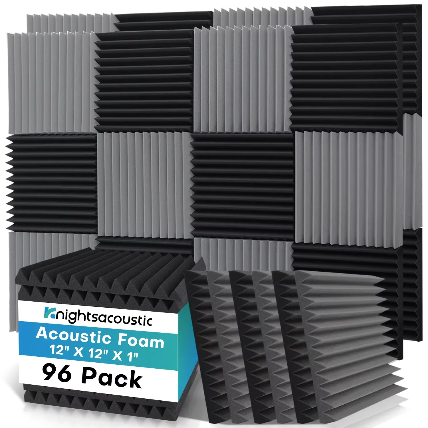 96PCS Full-coverage Acoustic Foam Black/Grey Sound Sponge