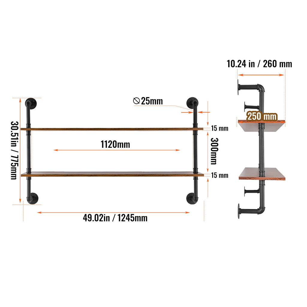 Floating Rustic Wood Shelves Bracket Storage Rack