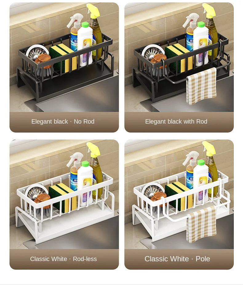 Kitchen Rack Self-Draining Shelf Soap Sponge storage