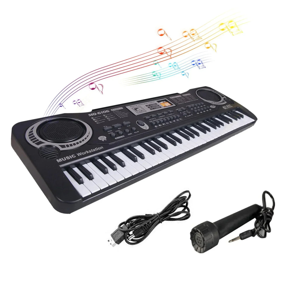 61 Keys Black Digital Music Electronic Keyboard