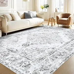 Area Rug Vintage Large Washable Retro Medallion