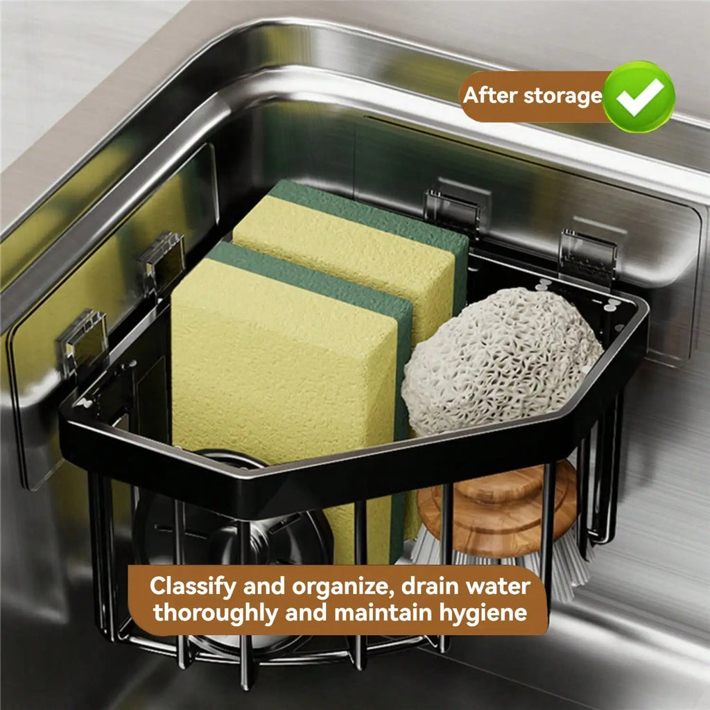 Adhesive Stainless Steel Sink Sponge Caddy for Kitchen