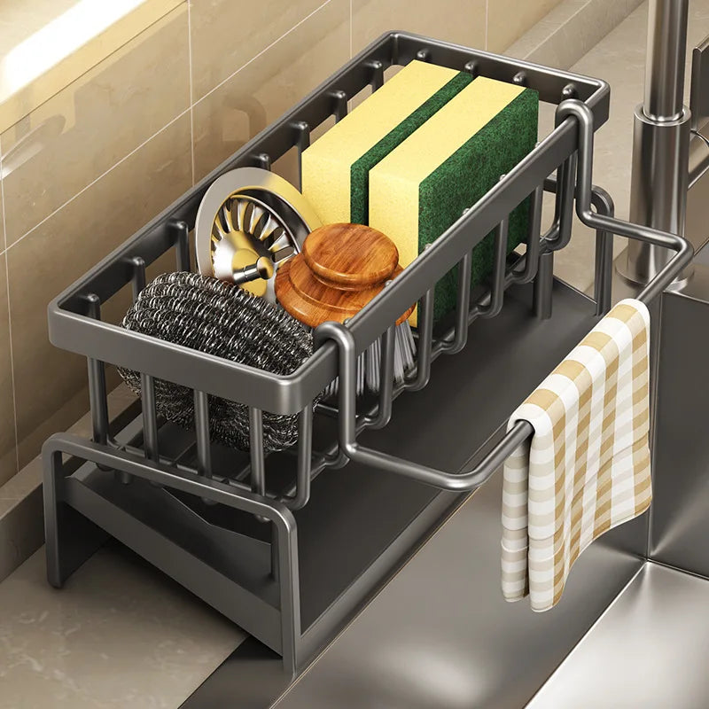 Kitchen Rack Self-Draining Shelf Soap Sponge storage
