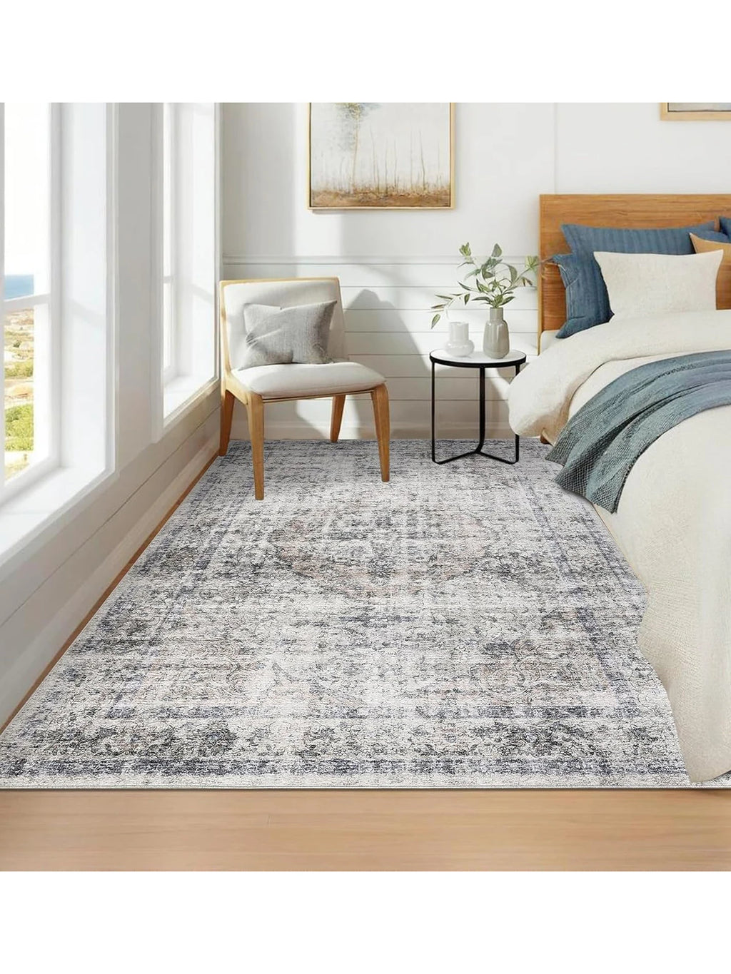 Washable Area Rug Stain-Resistant Non-Slip Backing