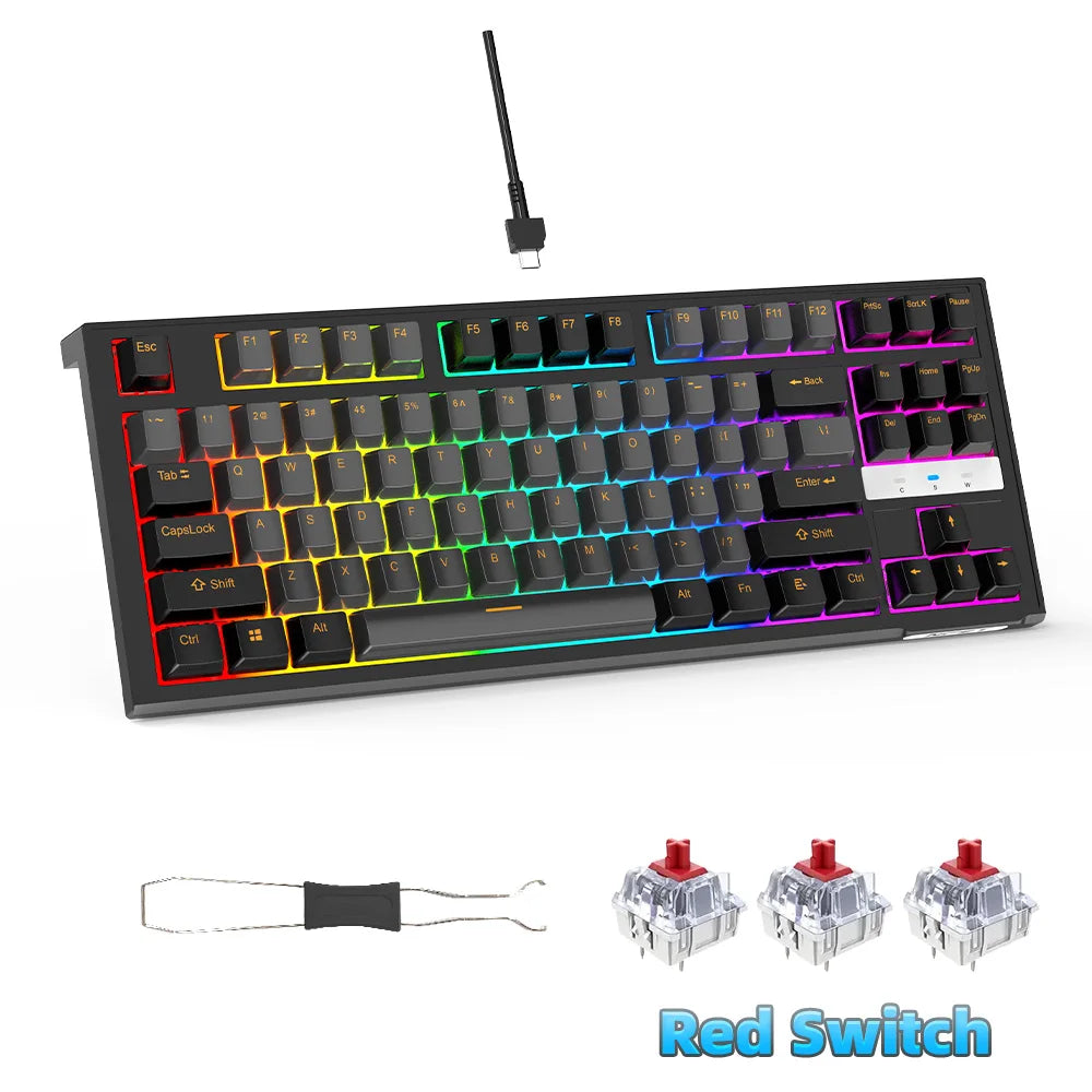 NPET 87 Keys RGB Mechanical Keyboard, Wired Gaming And Office