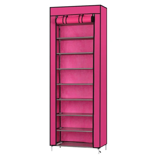 Fashionable Room Fabric Shoe Rack Rose Red