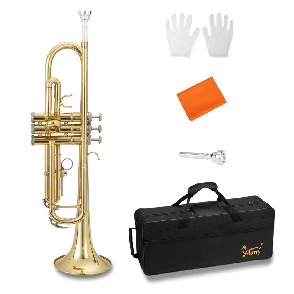 Brass Trumpet Bb with 7C Mouthpiece Case Gloves Cloth