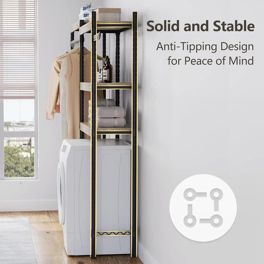 5-Tier Wood Shelf-Laundry storage.