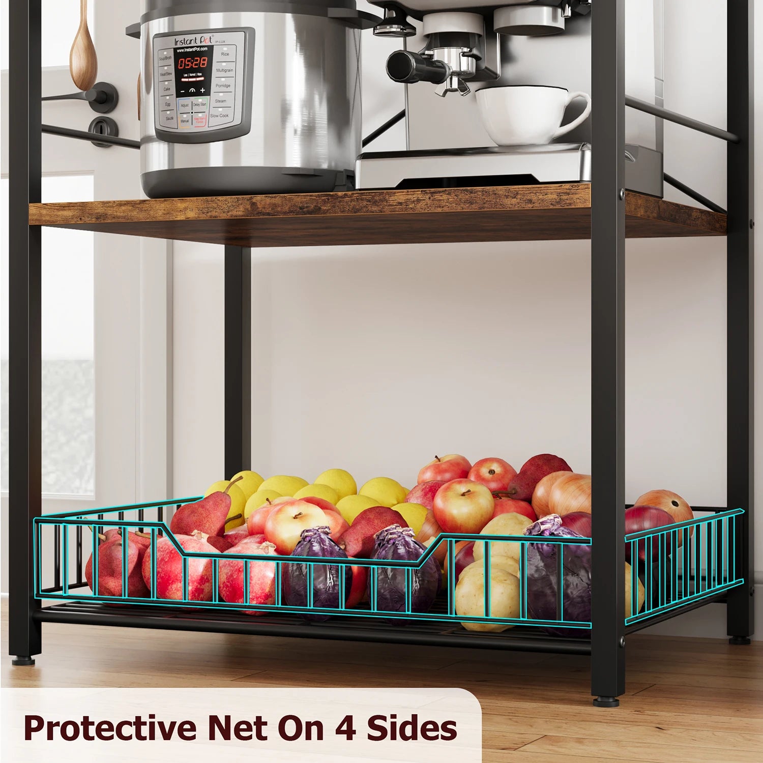 Kitchen Microwave Oven Bakers Rack 4-Tier Stand