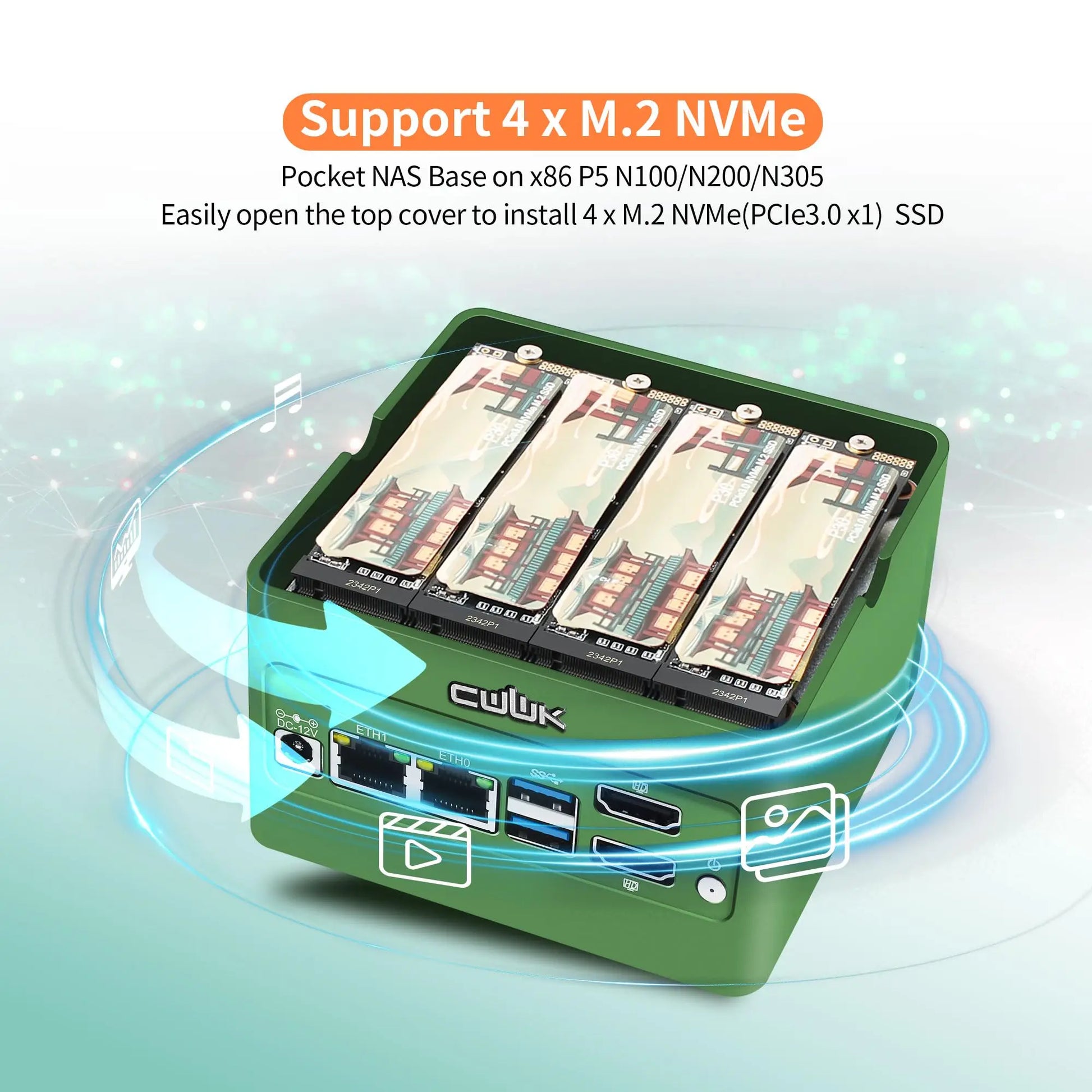 CWWK N305 Mini PC X86-P5 Pocket-NAS NO RAM/SSD/OS