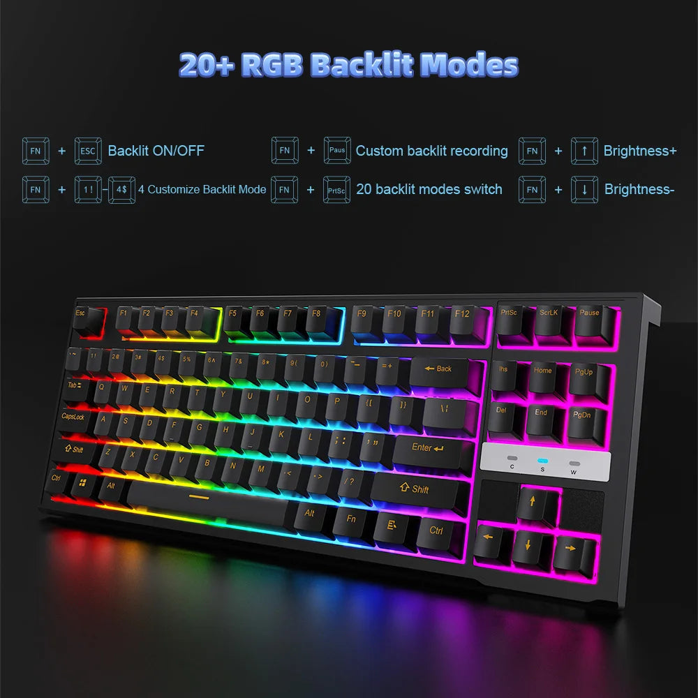 NPET 87 Keys RGB Mechanical Keyboard, Wired Gaming And Office