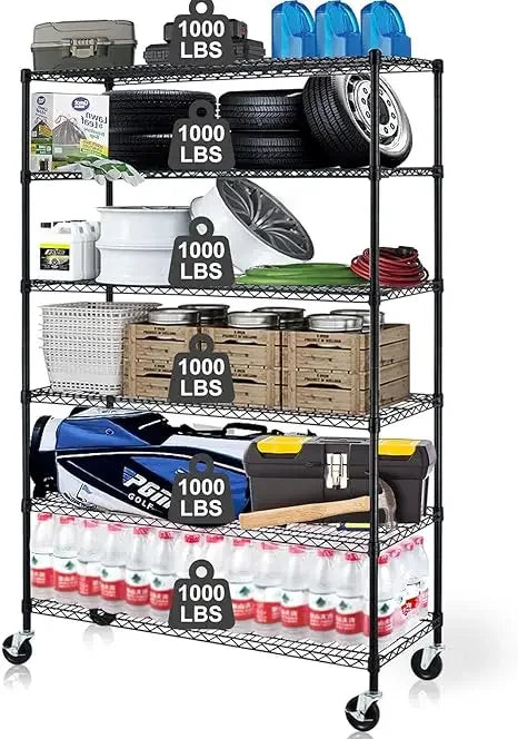 Storage Shelves w/Wheels 4/5/6 Tier