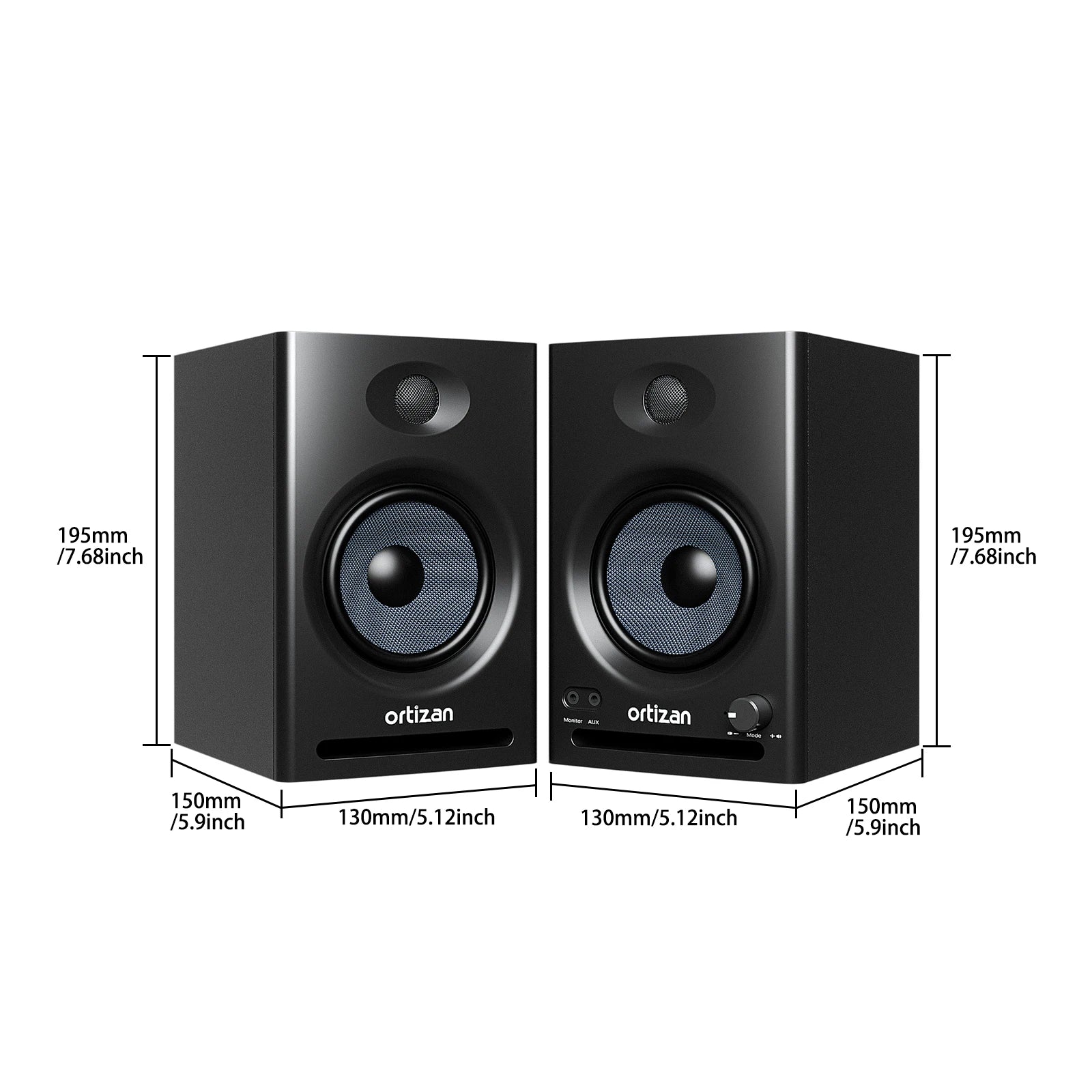 Ortizan C7 Dual-Mode 2.0 Studio Monitors Near Field Music Production