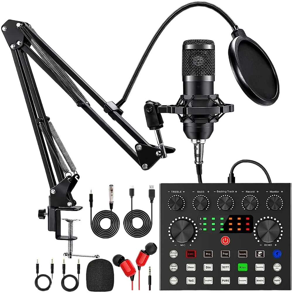 BM800 V8s Podcast Sound Card Set Professional Audio Condenser Mic Studio
