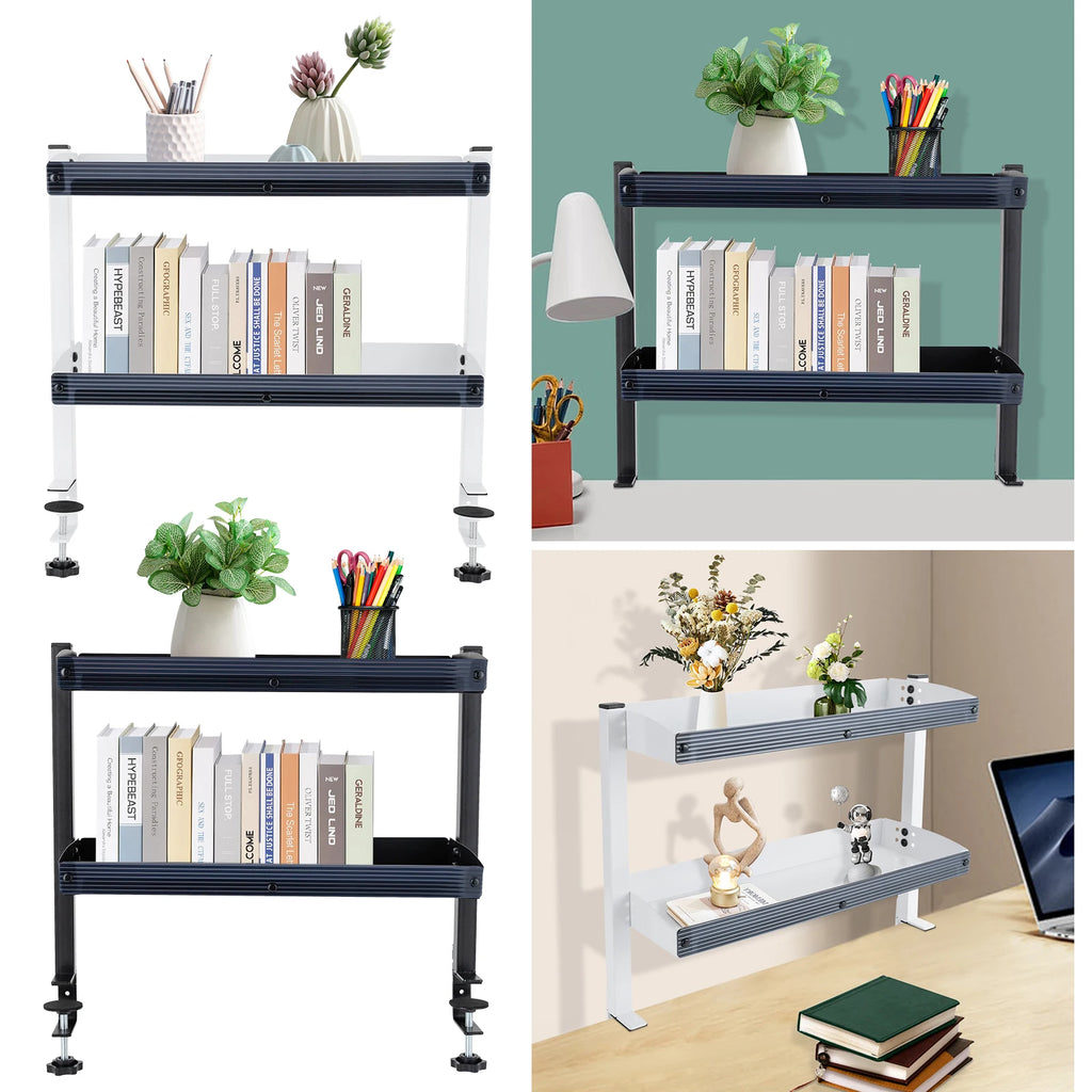 Black/White 2-Tier Shelving with Adjustable Storage Tray