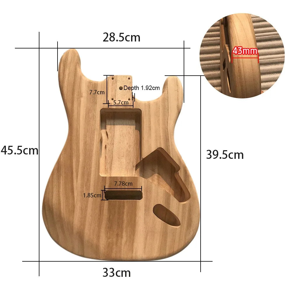 Polished Wood Type Unfinished Electric Maple Guitar Body