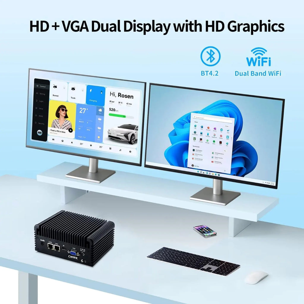 CWWK Fanless Mini PC Celeron N2840 w/8GB RAM64GB SSD