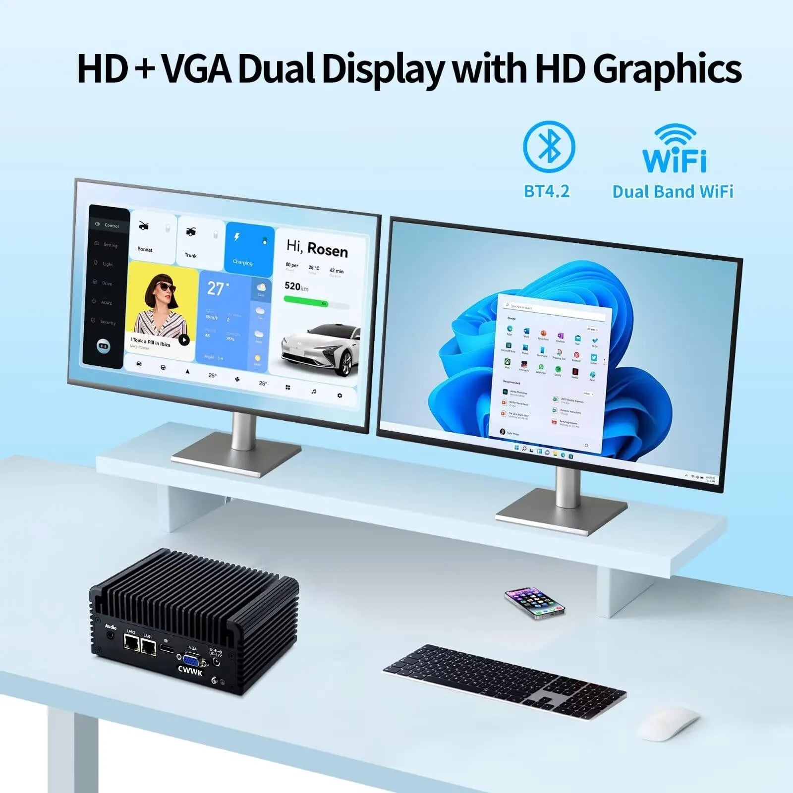CWWK Fanless Mini PC Celeron N2840 w/8GB RAM64GB SSD