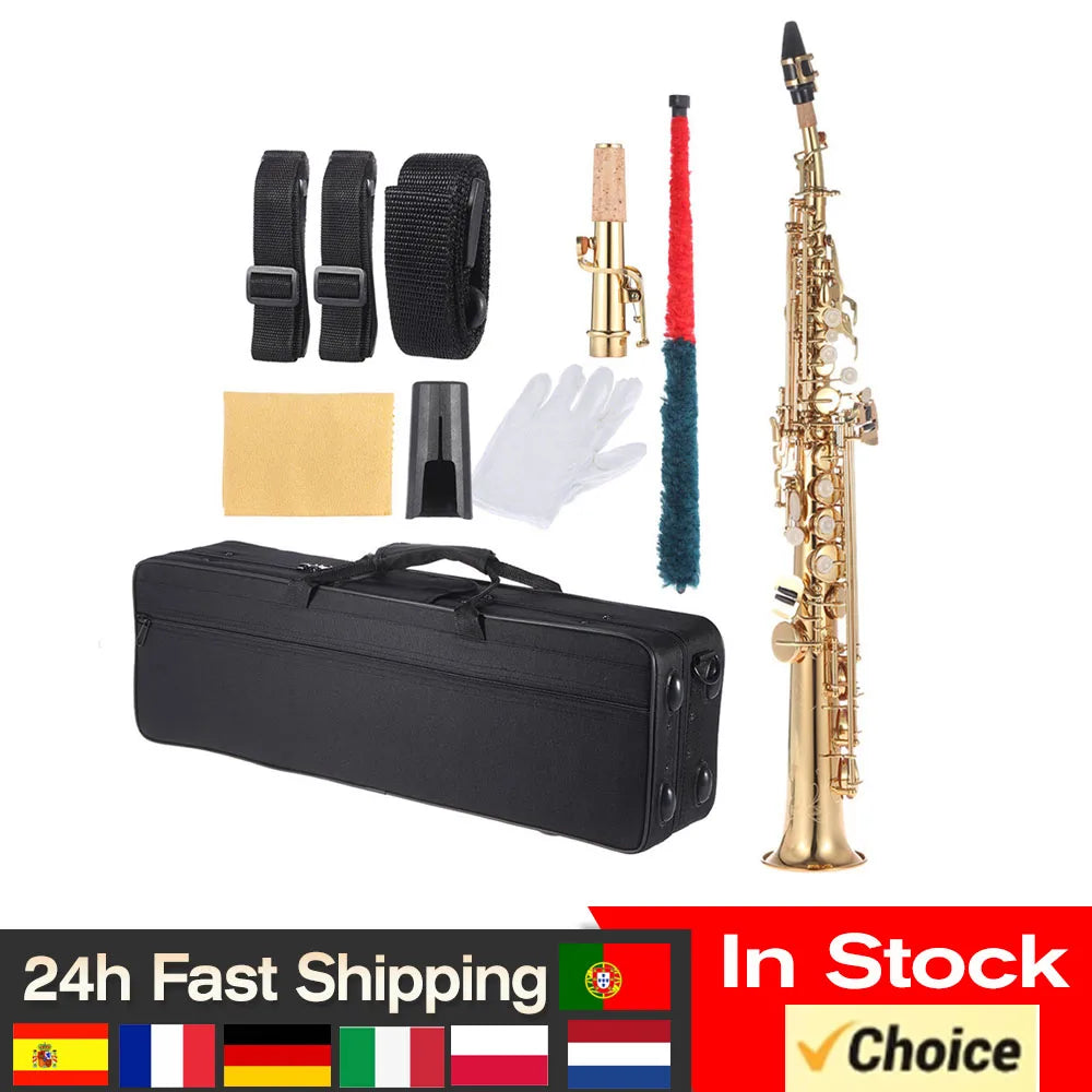 Brass Straight Soprano Saxophone Bb B Flat