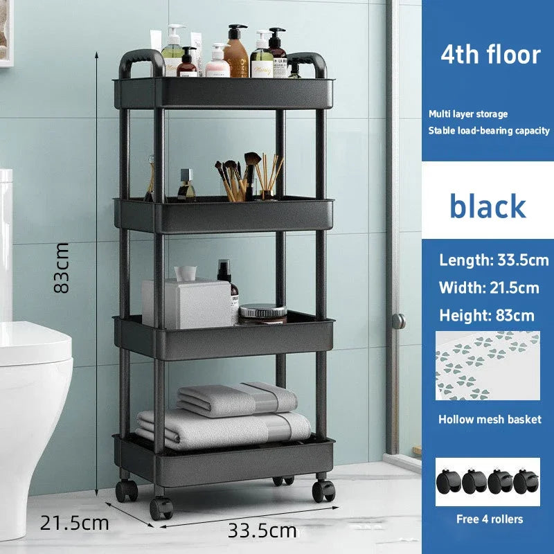 3/4/5 Tier Rolling Cart Shelves Kitchen or Bathroom
