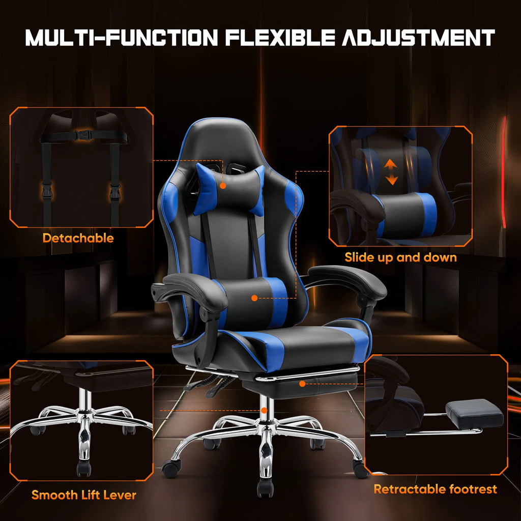 JHK Ergonomic Leather with Headrest and Lumbar Support